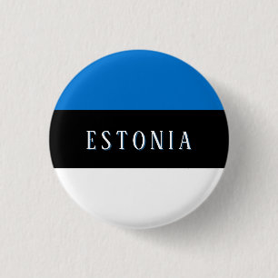 Macaron Rond 2,50 Cm Épinglette du drapeau de l'Estonie (avec texte)