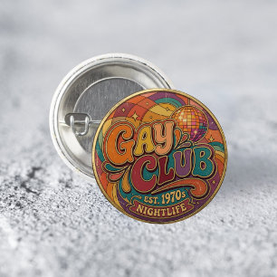 Macaron Rond 2,50 Cm Épinglette Groovy Retro Gay Club Fierté LGBTQ