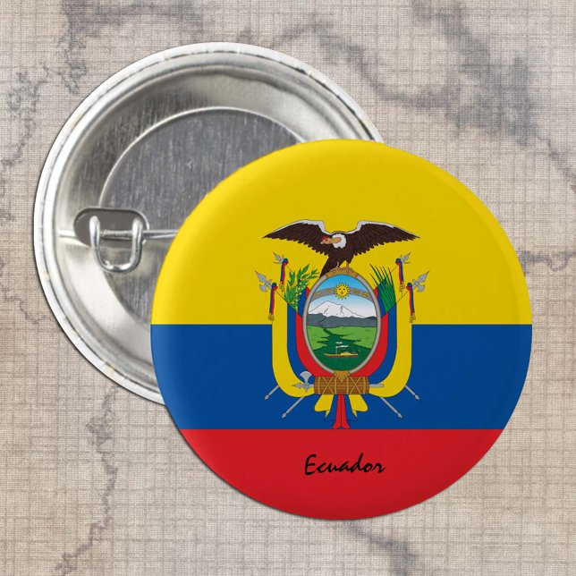 Macaron Rond 2,50 Cm Equateur bouton, patriotique Equateur Drapeau mode (Créateur téléchargé)
