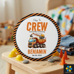Macaron Rond 2,50 Cm Équipe de construction Camion à benne Basculant Ga