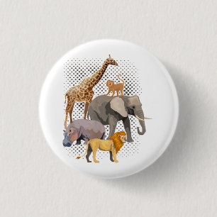 Macaron Rond 2,50 Cm Équipe Safari Animaux de Safari Africain Drôle Zoo