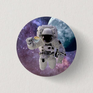 Macaron Rond 2,50 Cm Espace, astronaute, bouton Lover café