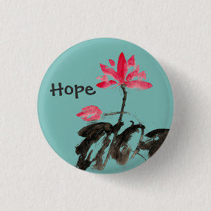 Macaron Rond 2,50 Cm Espère Quote Positif Aquarelle Floral Lotus Bouton