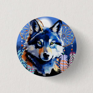 Macaron Rond 2,50 Cm Esprit animal indigène Wolf