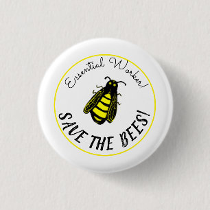 Macaron Rond 2,50 Cm Essential Worker Cute Bee Art Save the Bees