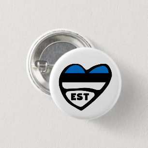 Macaron Rond 2,50 Cm Estonia Country Code Flag Heart Pin Badge, EST