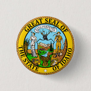 Macaron Rond 2,50 Cm État de bouton de joint de drapeau d'Idaho