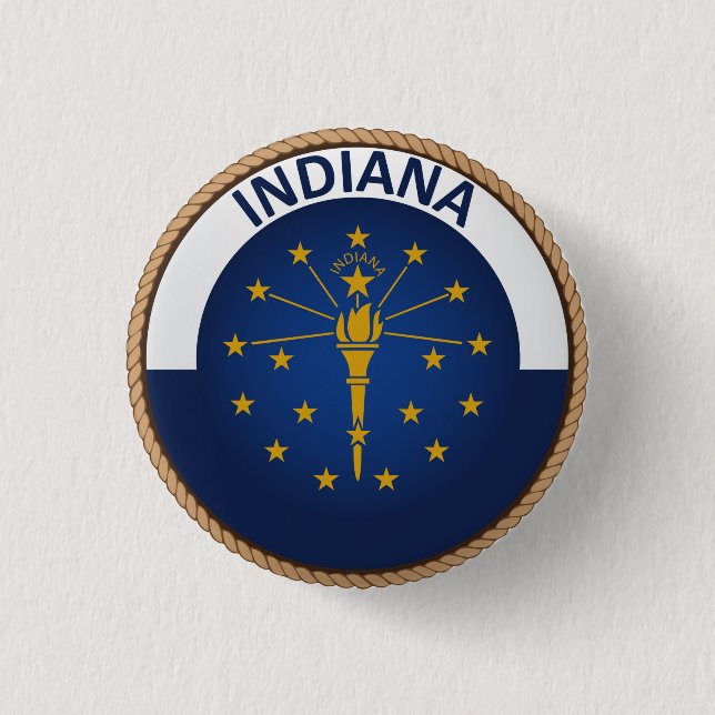 Macaron Rond 2,50 Cm État de bouton de joint de drapeau d'Indiana (Devant)