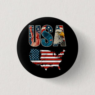 Macaron Rond 2,50 Cm Etats-Unis Patriotique 4 juillet Amérique Drapeau 