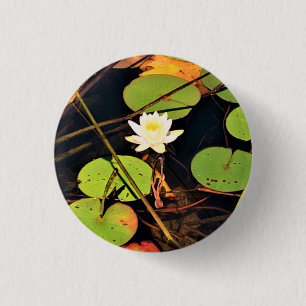 Macaron Rond 2,50 Cm "Ethérée Lily Pad Pond avec Central White Blossom
