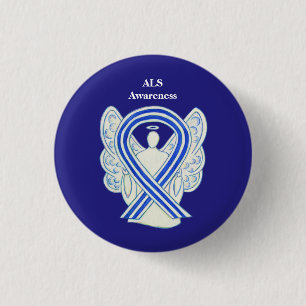 Macaron Rond 2,50 Cm Étiquettes Bouton Angel Art Sensibilisation ALS