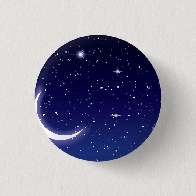 Macaron Rond 2,50 Cm Étoiles de lune et de scintillement (Devant)