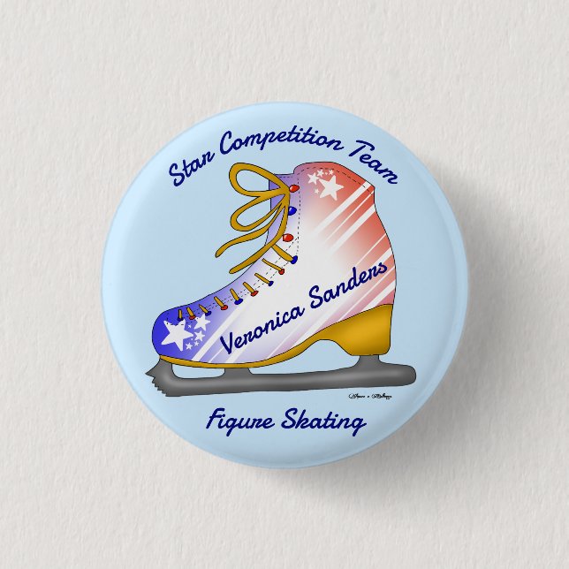 Macaron Rond 2,50 Cm Étoiles de patinage artistique et bandes (Devant)