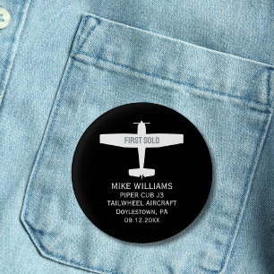 Macaron Rond 2,50 Cm Étudiant pilote premier avion solo sur mesure