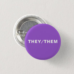 Macaron Rond 2,50 Cm Eux, Them genre pronouns Lgbtq fierté pin violet