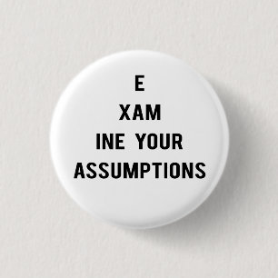 Macaron Rond 2,50 Cm Examinez votre bouton d'hypothèses (blanc)