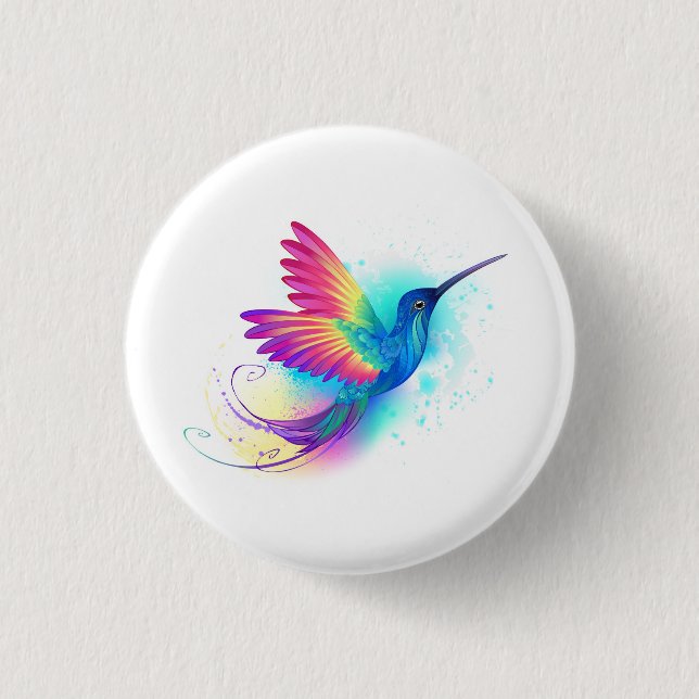 Macaron Rond 2,50 Cm Exotic Rainbow Hummingbird (Devant)