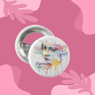 Macaron Rond 2,50 Cm Expression, Femme face à l'art classique ronde