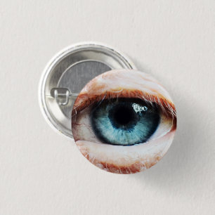 Macaron Rond 2,50 Cm Eyeball effrayant et Oeil Bleu d'Halloween /zombie