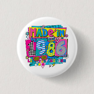 Macaron Rond 2,50 Cm Fabriqué en 1986 Édition Limitée Bouton Rétro 80s