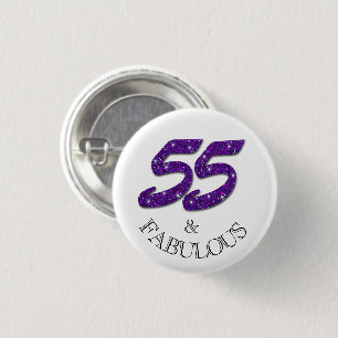 Macaron Rond 2,50 Cm Fabuleux 55e anniversaire Fête de la Parties scint