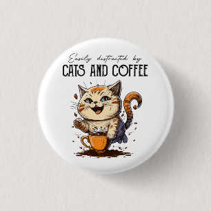 Macaron Rond 2,50 Cm Facilement Distrait Par Les Chats Et Le Café Amour
