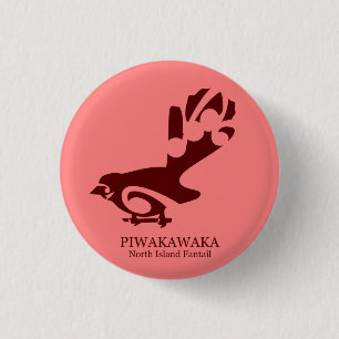 Macaron Rond 2,50 Cm Faintail New Zealand Aotearoa Bird