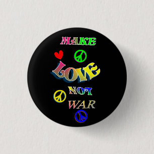 Macaron Rond 2,50 Cm Faire l'amour pas la guerre arc-en-ciel Hippy Desi