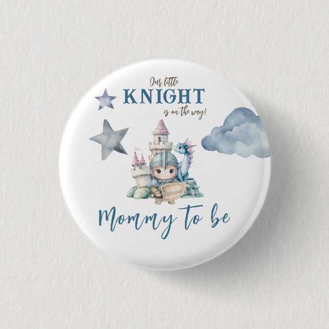 Macaron Rond 2,50 Cm Fairytale Dreamy Dragon Blue Knight Baby shower (Devant)
