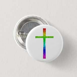 Macaron Rond 2,50 Cm Faith Cross Rainbow