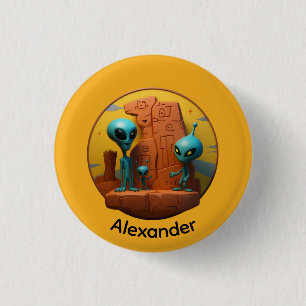 Macaron Rond 2,50 Cm Famille extraterrestre