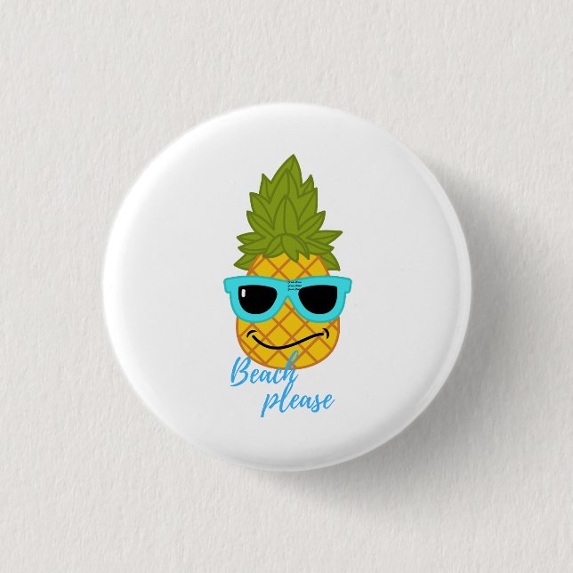 Macaron Rond 2,50 Cm Fantaisie D'Ananas Avec Lunettes De Soleil Été (Devant)