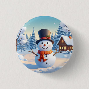 Macaron Rond 2,50 Cm Fantaisie Saison Coloré Snowman Noël