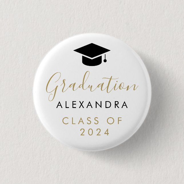 Macaron Rond 2,50 Cm Félicitations Black Gold Graduation (Devant)