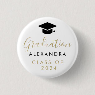 Macaron Rond 2,50 Cm Félicitations Black Gold Graduation