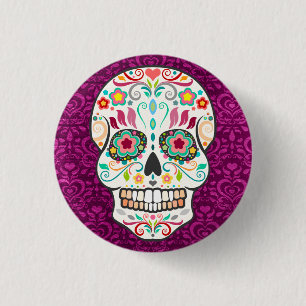 Macaron Rond 2,50 Cm Feliz Muertos - Happy Sugar Skull Button Pin
