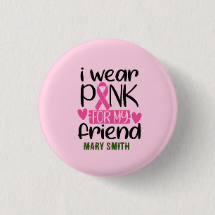 Macaron Rond 2,50 Cm Femme Golfer Sensibilisation au cancer du sein Nom
