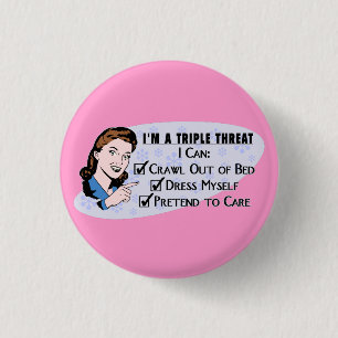 Macaron Rond 2,50 Cm Femme sarcastique de Funny Retro 50's : Triple Men