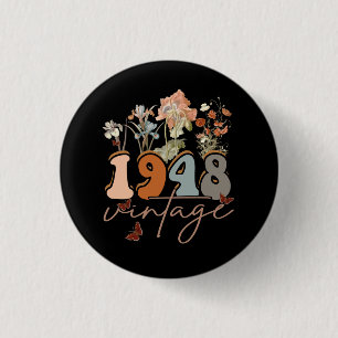 Macaron Rond 2,50 Cm Femmes 75 ans Vintage 1948 75e anniversaire Tee