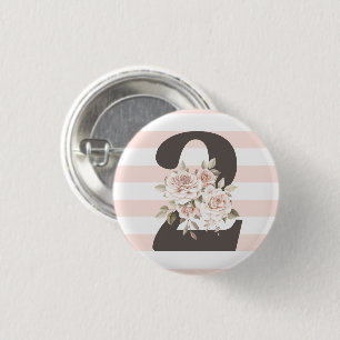 Macaron Rond 2,50 Cm Fête d'anniversaire 2 ans Roses Florales Rustiques