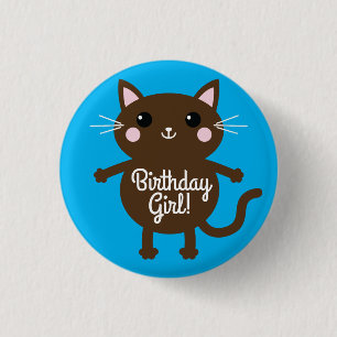 Macaron Rond 2,50 Cm Fête d'anniversaire du chat