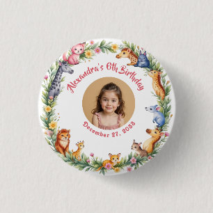 Macaron Rond 2,50 Cm Fête d'anniversaire rose pour enfants Safari Jungl