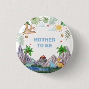 Macaron Rond 2,50 Cm Fête de Bébé Maman à Venir Volcan Montagne Dino