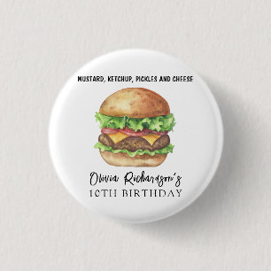 Macaron Rond 2,50 Cm Fête de hamburger aquarelle Anniversaire