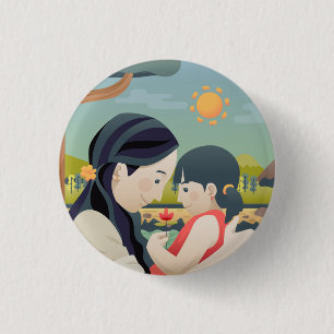Macaron Rond 2,50 Cm Fête de la mère et de l'enfant   Bouton d'épingle