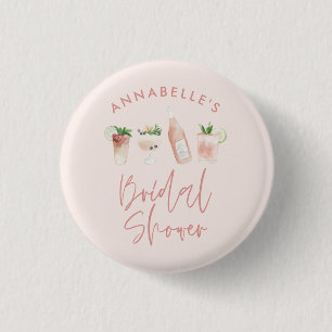 Macaron Rond 2,50 Cm Fête de mariage script cocktail moderne rose girly