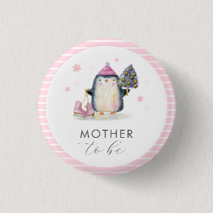 Macaron Rond 2,50 Cm Fête de naissance de la future maman pingouin d'hi