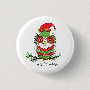 Macaron Rond 2,50 Cm Fête de Noël de Chouette