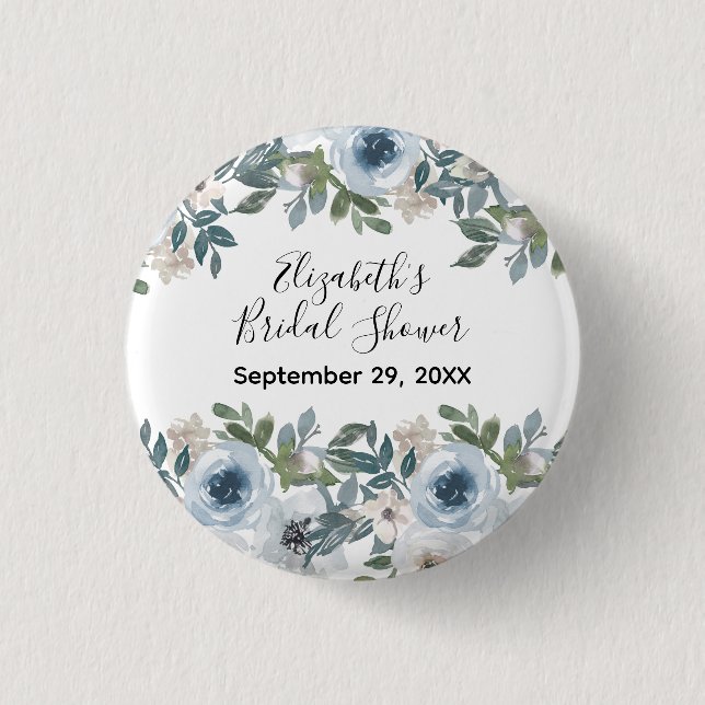 Macaron Rond 2,50 Cm Fête des mariées d'aquarelle bleu blanc (Devant)