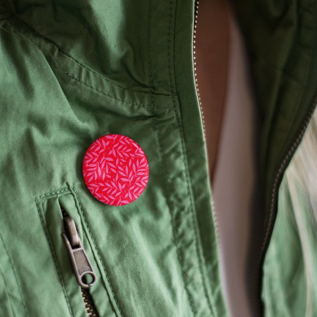 Macaron Rond 2,50 Cm Feuillage rose et rouge (Créateur téléchargé)